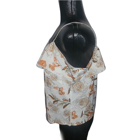 Floral Print Ruffle Detailed Tank Top L - Picture 4 of 5